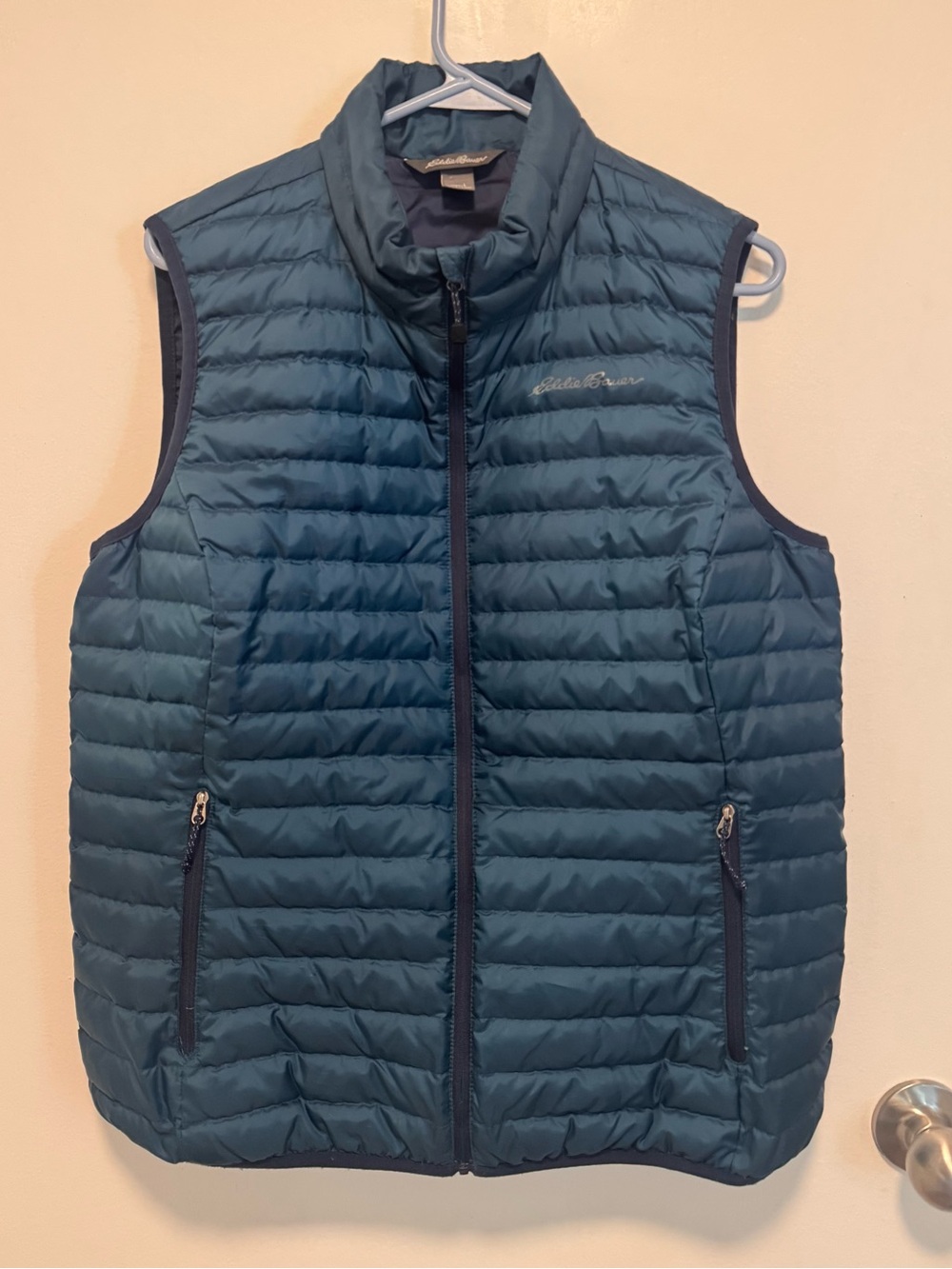 Eddie Bauer Teal Quilted Down Vest Woman's LARGE